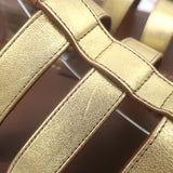 Celine Clea Triomphe Chunky Gladiator Sandals Gold Metallic Leather Size 41
