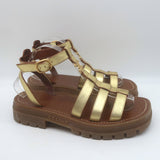 Celine Clea Triomphe Chunky Gladiator Sandals Gold Metallic Leather Size 41