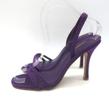 Larroude Annie Slingback Sandals Purple Satin Size 7.5 Open Toe Heels NEW