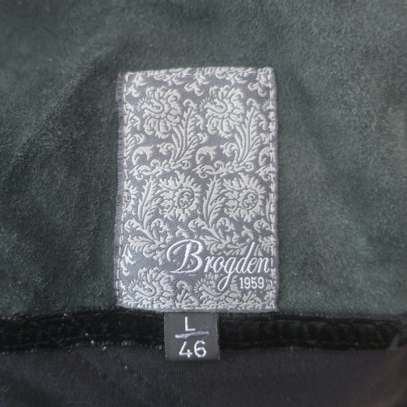 Brogden Leather Button-Front Jacket Black Stretch Cotton Jersey Size 46/Large