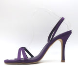 Larroude Annie Slingback Sandals Purple Satin Size 7.5 Open Toe Heels NEW