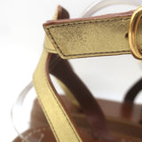 Celine Clea Triomphe Chunky Gladiator Sandals Gold Metallic Leather Size 41