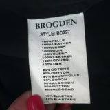 Brogden Leather Button-Front Jacket Black Stretch Cotton Jersey Size 46/Large