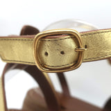 Celine Clea Triomphe Chunky Gladiator Sandals Gold Metallic Leather Size 41