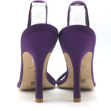 Larroude Annie Slingback Sandals Purple Satin Size 7.5 Open Toe Heels NEW