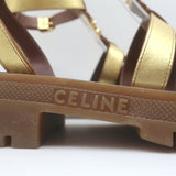 Celine Clea Triomphe Chunky Gladiator Sandals Gold Metallic Leather Size 41