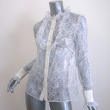 Magda Butrym Aveiro Ruffled Lace Shirt White Size 38 Long Sleeve Top