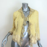Vintage Roberto Cavalli Ruffle-Front Jacket Yellow Cotton-Blend Size Medium