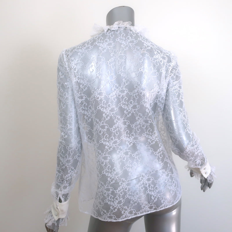 Magda Butrym Aveiro Ruffled Lace Shirt White Size 38 Long Sleeve Top