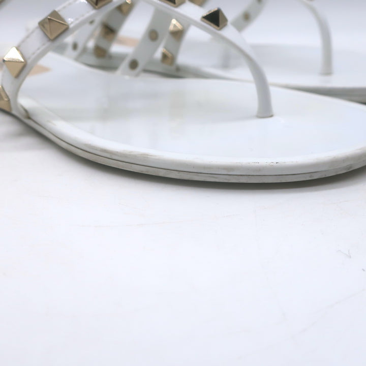 Valentino Rockstud Jelly Sandals White/Gold Size 38