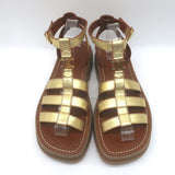 Celine Clea Triomphe Chunky Gladiator Sandals Gold Metallic Leather Size 41