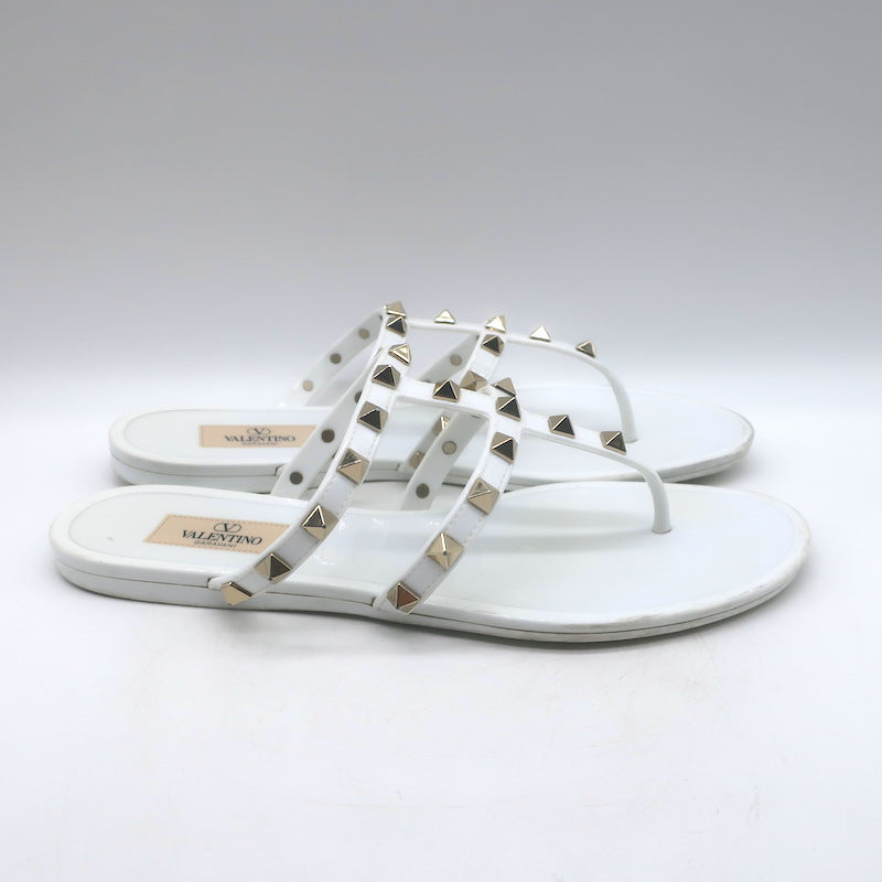 Valentino Rockstud Jelly Sandals White/Gold Size 38