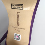 Larroude Annie Slingback Sandals Purple Satin Size 7.5 Open Toe Heels NEW