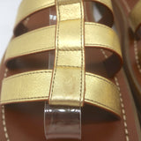 Celine Clea Triomphe Chunky Gladiator Sandals Gold Metallic Leather Size 41