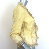 Vintage Roberto Cavalli Ruffle-Front Jacket Yellow Cotton-Blend Size Medium