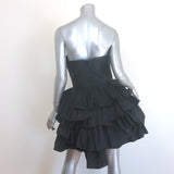 Oscar de la Renta Strapless Ruffled Taffeta Mini Dress Black Silk Size 6 NEW