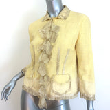 Vintage Roberto Cavalli Ruffle-Front Jacket Yellow Cotton-Blend Size Medium