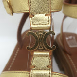 Celine Clea Triomphe Chunky Gladiator Sandals Gold Metallic Leather Size 41