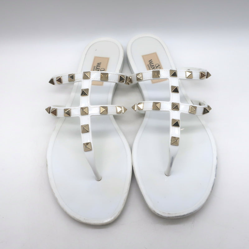 Valentino Rockstud Jelly Sandals White/Gold Size 38