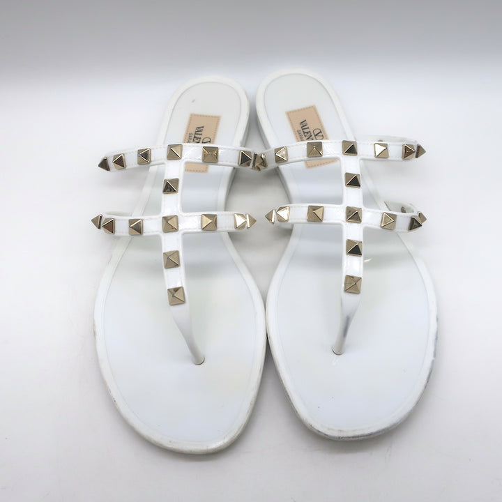 Valentino Rockstud Jelly Sandals White/Gold Size 38