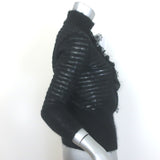 Alberta Ferretti Ruffled Lace-Front Turtleneck Sweater Black Size US 6