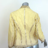 Vintage Roberto Cavalli Ruffle-Front Jacket Yellow Cotton-Blend Size Medium