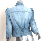 Retrofete Ada Puff Sleeve Denim Jacket Stonewash Blue Size Medium