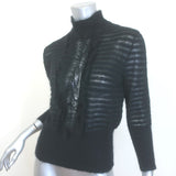 Alberta Ferretti Ruffled Lace-Front Turtleneck Sweater Black Size US 6