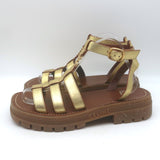 Celine Clea Triomphe Chunky Gladiator Sandals Gold Metallic Leather Size 41