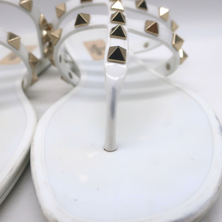 Valentino Rockstud Jelly Sandals White/Gold Size 38