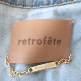 Retrofete Ada Puff Sleeve Denim Jacket Stonewash Blue Size Medium