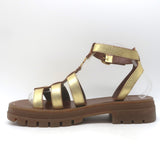 Celine Clea Triomphe Chunky Gladiator Sandals Gold Metallic Leather Size 41