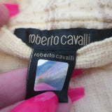 Vintage Roberto Cavalli Ruffle-Front Jacket Yellow Cotton-Blend Size Medium