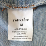 Retrofete Ada Puff Sleeve Denim Jacket Stonewash Blue Size Medium