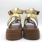 Celine Clea Triomphe Chunky Gladiator Sandals Gold Metallic Leather Size 41