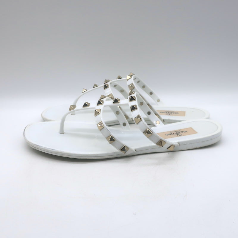 Valentino Rockstud Jelly Sandals White/Gold Size 38