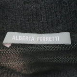Alberta Ferretti Ruffled Lace-Front Turtleneck Sweater Black Size US 6