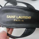 Saint Laurent Jodie Platform Ankle Strap Sandals Black Patent Leather Size 39