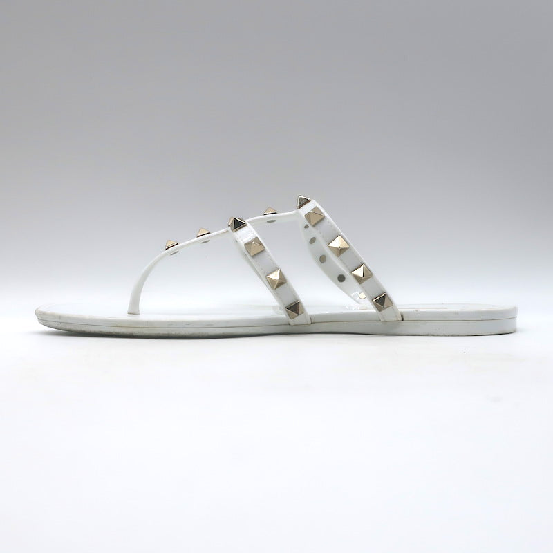 Valentino Rockstud Jelly Sandals White/Gold Size 38