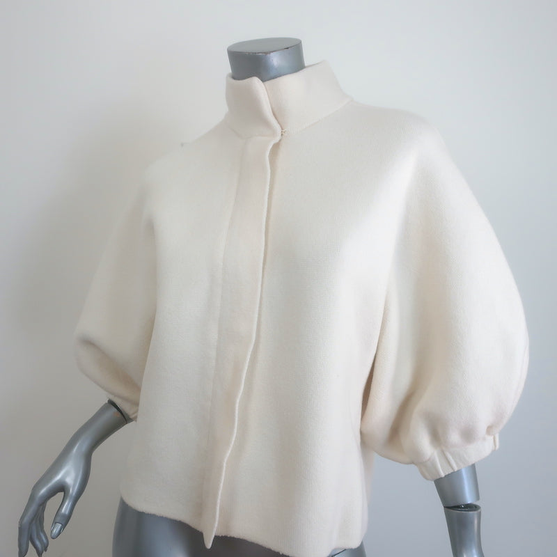 Max Mara Smirne Puff Sleeve Jacket Cream Wool Size 8