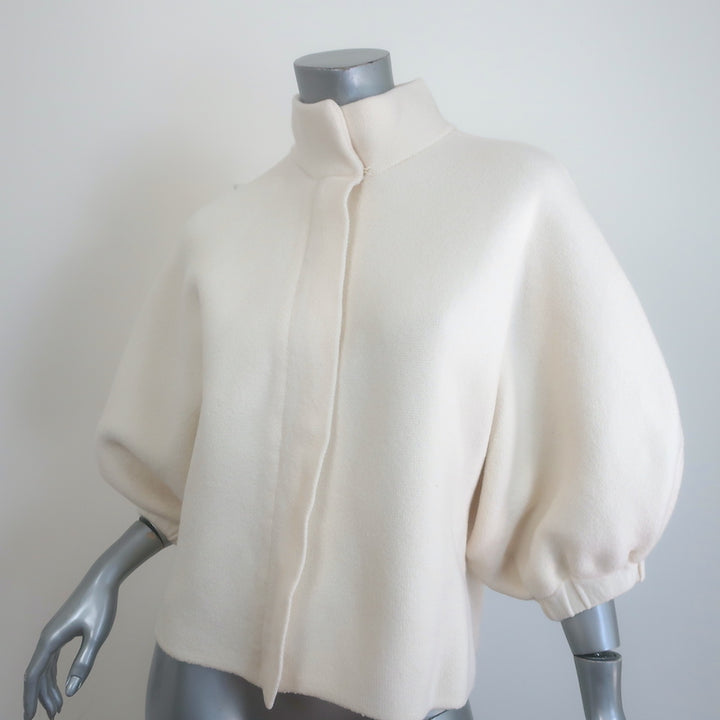 Max Mara Smirne Puff Sleeve Jacket Cream Wool Size 8