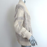 IRO Cardigan Yolane Cream/Light Pink Cotton Knit Size Medium Open Front Sweater