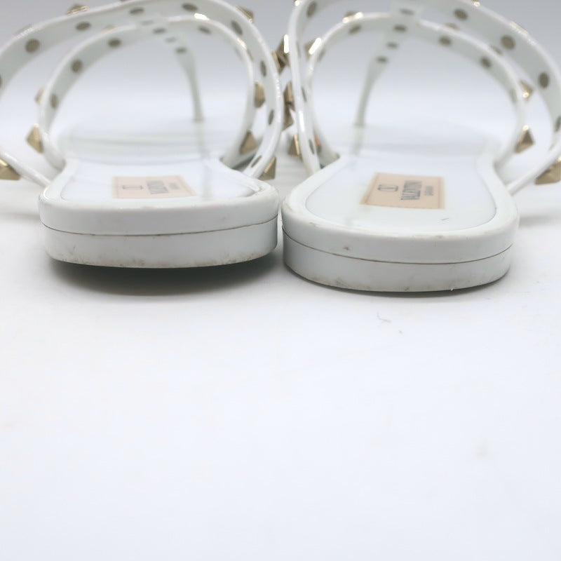 Valentino Rockstud Jelly Sandals White/Gold Size 38