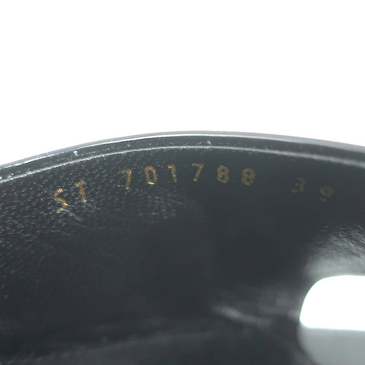 Saint Laurent Jodie Platform Ankle Strap Sandals Black Patent Leather Size 39