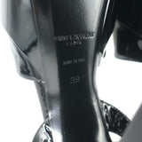 Saint Laurent Jodie Platform Ankle Strap Sandals Black Patent Leather Size 39