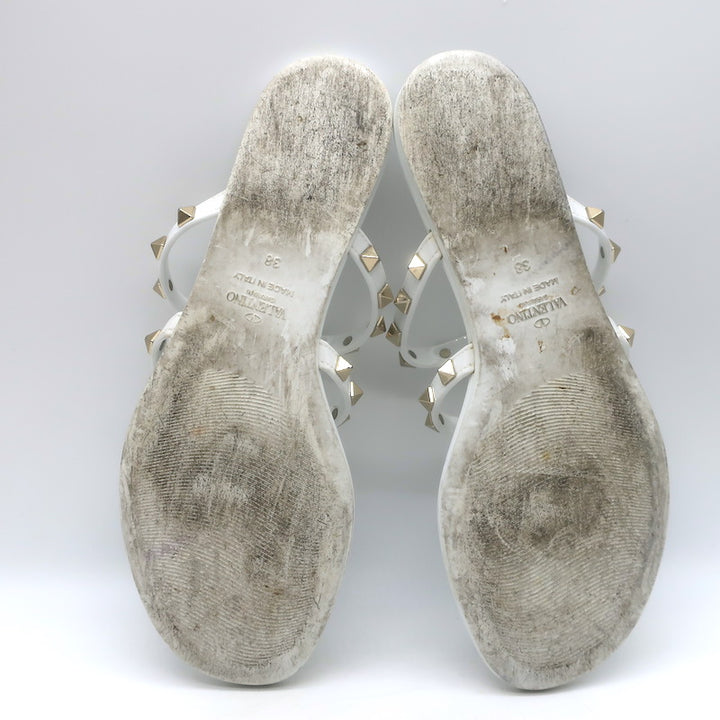 Valentino Rockstud Jelly Sandals White/Gold Size 38