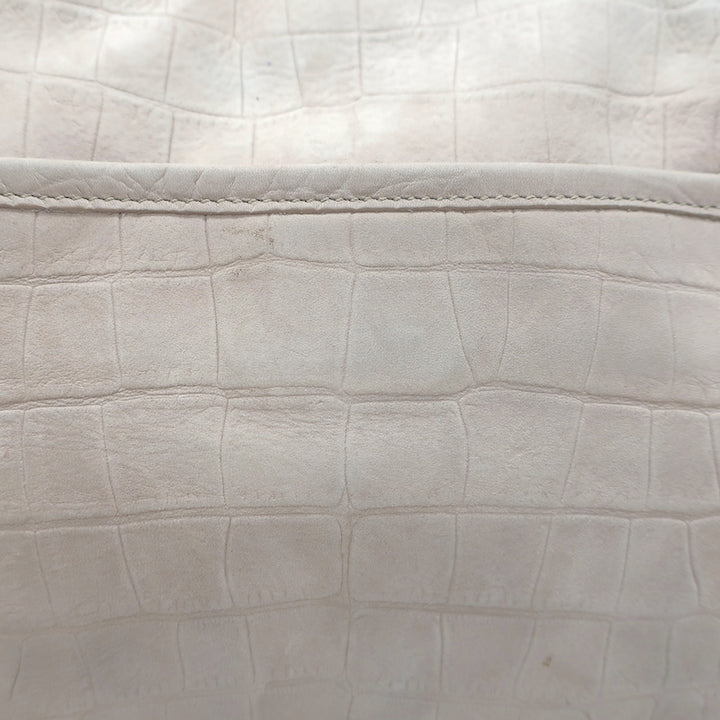 Saint Laurent Niki Medium Croc-Embossed Shoulder Bag Taupe Nubuck