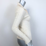 Ralph Lauren Black Label Cable Knit Cashmere Collared Sweater Cream Size Small