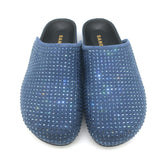 Sandro Elypsee Rhinestone-Embellished Clog Mules Blue Suede Size 41 NEW