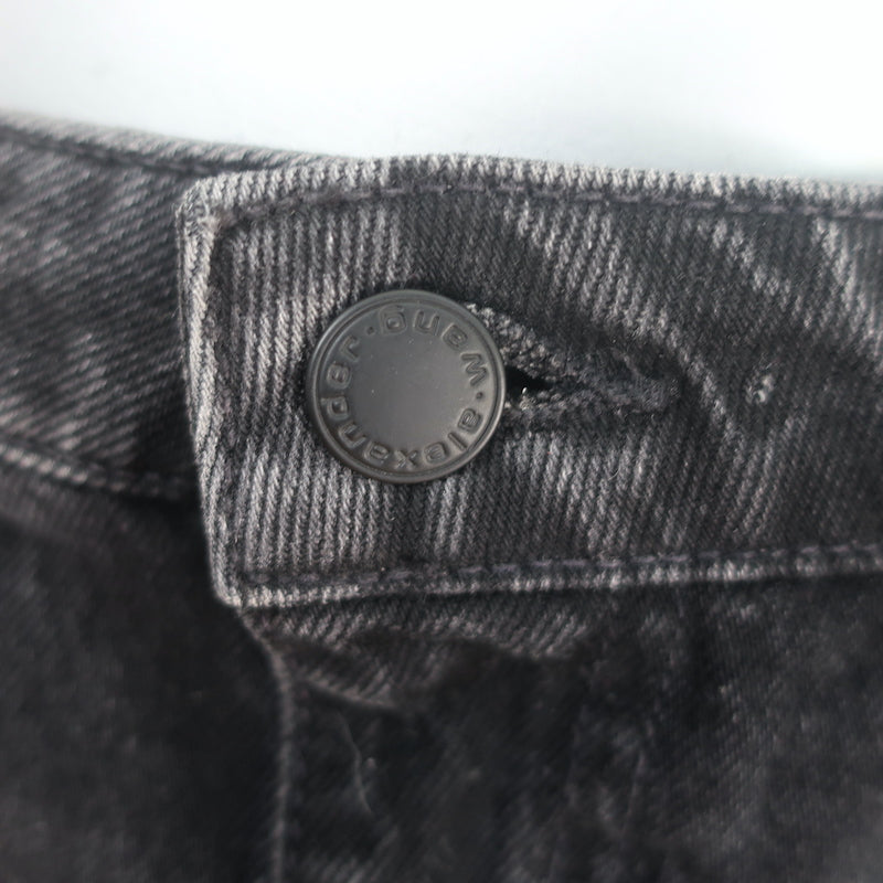 Alexander Wang Bite High Rise Denim Shorts Black Cotton Size 29 NEW